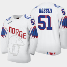 Men's Norway Mats Rosseli Olsen #51 2021 IIHF World Championship Home White Jersey