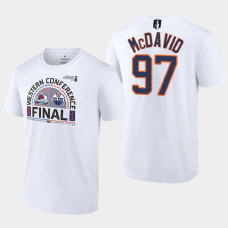 Edmonton Oilers Connor McDavid 2022 Stanley Cup Playoffs #97 Tee Western Finals Matchup White