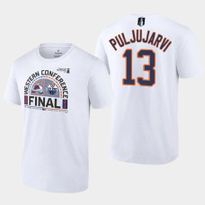 Edmonton Oilers Jesse Puljujarvi 2022 Stanley Cup Playoffs #13 Tee Western Finals Matchup White