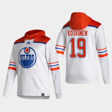 Men's Edmonton Oilers Mikko Koskinen #19 2021 Reverse Retro Authentic Pullover Special Edition White Hoodie