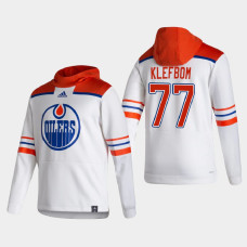 Men's Edmonton Oilers Oscar Klefbom #77 2021 Reverse Retro Authentic Pullover Special Edition White Hoodie