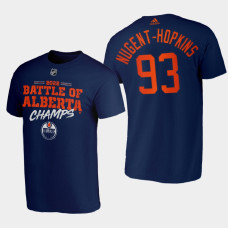 Edmonton Oilers Ryan Nugent-Hopkins 2022 Battle Of Alberta Champs #93 Tee Navy