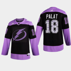 Tampa Bay Lightning Ondrej Palat 2021 Hockey Fights Cancer Night Purple Jersey