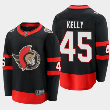 Men's Ottawa Senators Parker Kelly #45 Home 2021 Black Jersey