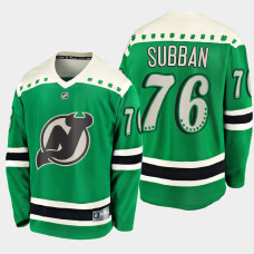 Men's New Jersey Devils P.K. Subban #76 2021 St. Patrick's Day Green Jersey