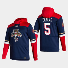 Men's Florida Panthers Aaron Ekblad #5 2021 Reverse Retro Authentic Pullover Navy Hoodie