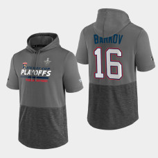 Men's Florida Panthers Aleksander Barkov #16 Authentic Pro Short-Sleeve Gray Hoody With 2023 Stanley Cup Patch