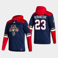 Men's Florida Panthers Carter Verhaeghe #23 2021 Reverse Retro Authentic Pullover Navy Hoodie