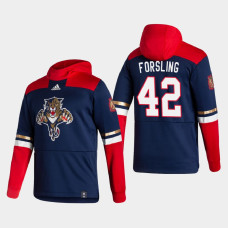 Men's Florida Panthers Gustav Forsling #42 2021 Reverse Retro Authentic Pullover Special Edition Navy Hoodie