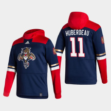 Men's Florida Panthers Jonathan Huberdeau #11 2021 Reverse Retro Authentic Pullover Navy Hoodie