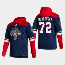 Men's Florida Panthers Sergei Bobrovsky #72 2021 Reverse Retro Authentic Pullover Navy Hoodie