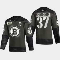 Men's Boston Bruins Patrice Bergeron #37 2021 Military Appreciation Night Camo Jersey