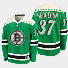 Men's Boston Bruins Patrice Bergeron #37 2021 St. Patrick's Day Green Jersey