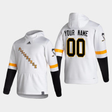 Men's Pittsburgh Penguins Custom #00 2021 Reverse Retro Authentic Pullover Special Edition White Hoodie