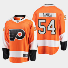 Men's Philadelphia Flyers Egor Zamula #54 Home 2021 Orange Jersey