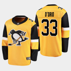 Men's Pittsburgh Penguins Alex D'Orio #33 Alternate 2021 Gold Jersey