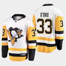 Men's Pittsburgh Penguins Alex D'Orio #33 Away 2021 White Jersey