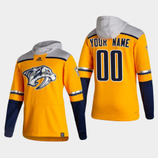 Men's Nashville Predators Custom #00 2021 Reverse Retro Authentic Pullover Special Edition Gold Hoodie