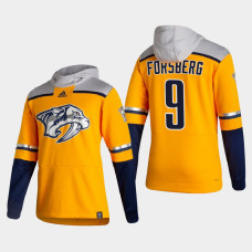 Men's Nashville Predators Filip Forsberg #9 2021 Reverse Retro Authentic Pullover Special Edition Gold Hoodie