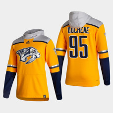 Men's Nashville Predators Matt Duchene #95 2021 Reverse Retro Authentic Pullover Special Edition Gold Hoodie