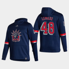 Men's New York Rangers Brendan Lemieux #48 2021 Reverse Retro Authentic Pullover Special Edition Navy Hoodie