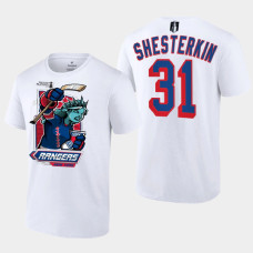 New York Rangers Igor Shesterkin 2022 Metropolitan Division Champs #31 Tee Mascot White