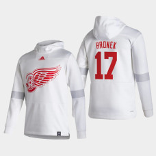 Men's Detroit Red Wings Filip Hronek #17 2021 Reverse Retro Authentic Pullover Special Edition White Hoodie