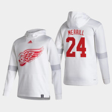 Men's Detroit Red Wings Jon Merrill #24 2021 Reverse Retro Authentic Pullover Special Edition White Hoodie