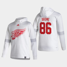 Men's Detroit Red Wings Mathias Brome #86 2021 Reverse Retro Authentic Pullover Special Edition White Hoodie