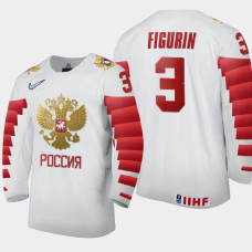 Men's Russia Alexander Figurin #3 2021 IIHF U18 World Championship Home White Jersey