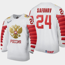 Men Russia Team Ilya Safonov #24 2021 IIHF World Junior Championship Home White Jersey