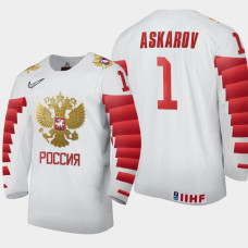 Men Russia Team Yaroslav Askarov #1 2021 IIHF World Junior Championship Home White Jersey