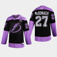 Tampa Bay Lightning Ryan McDonagh 2021 Hockey Fights Cancer Night Purple Jersey