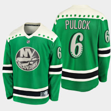 Men's New York Islanders Ryan Pulock #6 2021 St. Patrick's Day Green Jersey