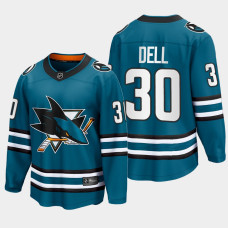 Aaron Dell San Jose Sharks 2022-23 Home The Evolve Teal Jersey