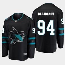 Men's San Jose Sharks Alexander Barabanov #94 Alternate 2021 Black Jersey