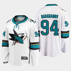 Men's San Jose Sharks Alexander Barabanov #94 Away 2021 White Jersey