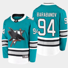 Men's San Jose Sharks Alexander Barabanov #94 Throwback 2021 Blue Jersey