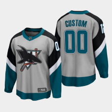 Men's San Jose Sharks Custom #00 Reverse Retro 2021 Special Edition Gray Jersey