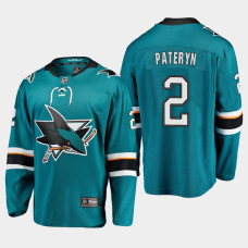 Men's San Jose Sharks Greg Pateryn #2 Home 2021 Teal Jersey