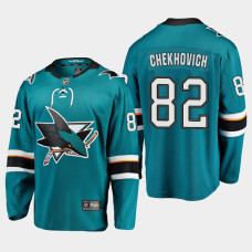 Men's San Jose Sharks Ivan Chekhovich #82 Home 2021 Teal Jersey