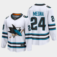 San Jose Sharks Jaycob Megna 2022-23 Away White #24 Jersey The Evolve