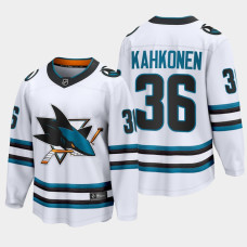 San Jose Sharks Kaapo Kahkonen 2022-23 Away White #36 Jersey The Evolve