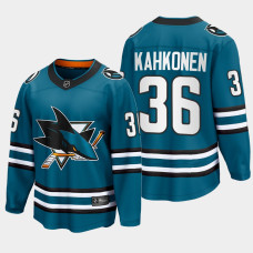 Kaapo Kahkonen San Jose Sharks 2022-23 Home The Evolve Teal Jersey