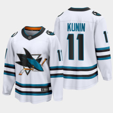 San Jose Sharks Luke Kunin 2022-23 Away White #11 Jersey The Evolve