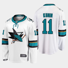 Luke Kunin San Jose Sharks 2022 Away Breakaway Player White Jersey