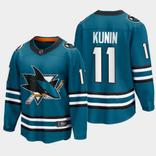 Luke Kunin San Jose Sharks 2022-23 Home The Evolve Teal Jersey