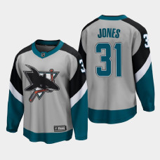 Men's San Jose Sharks Martin Jones #31 Reverse Retro 2021 Special Edition Gray Jersey