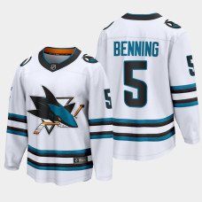 San Jose Sharks Matt Benning 2022-23 Away White #5 Jersey The Evolve