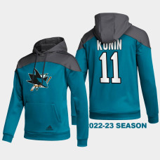 San Jose Sharks #11 Luke Kunin 2022-23 Stylish Black Hoodie AEROREADY Pullover